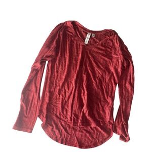 Grace Karma Red Marled Long Sleeve Top Womens Small Tie Neck